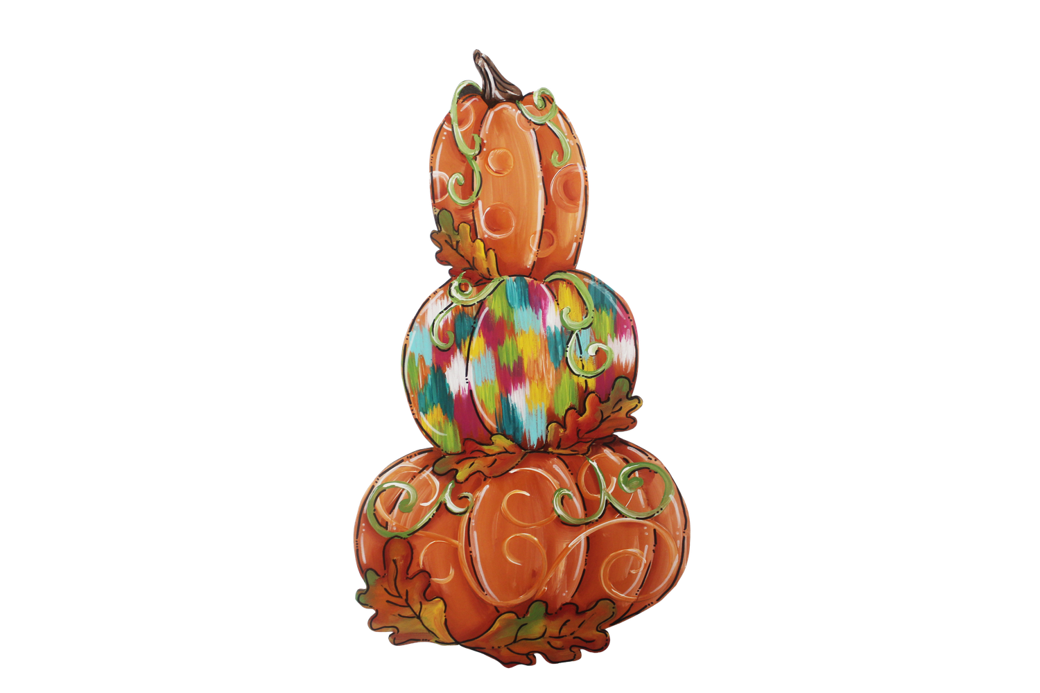 Fall--Three Tiered Pumpkin Color Hatched Table Topper-Printed