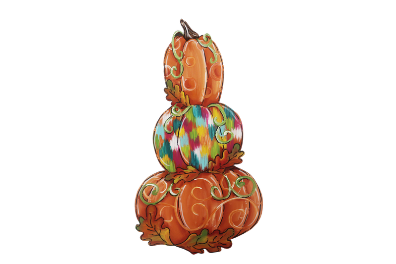 Fall--Three Tiered Pumpkin Color Hatched Table Topper-Printed
