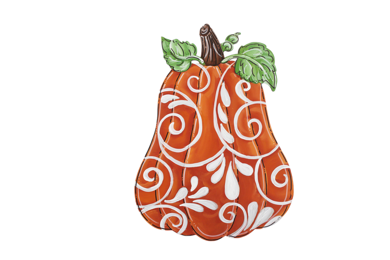 Fall--Swirl Pumpkin Table Topper-Printed