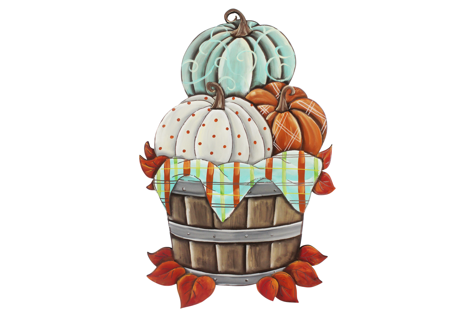 Fall--Basket of Pumpkins Table Topper-Printed