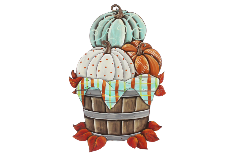 Fall--Basket of Pumpkins Table Topper-Printed