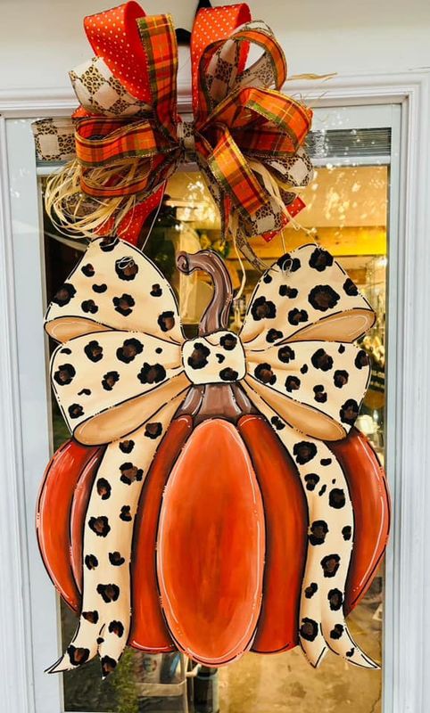 Fall Pumpkin with Bow Door Hanger