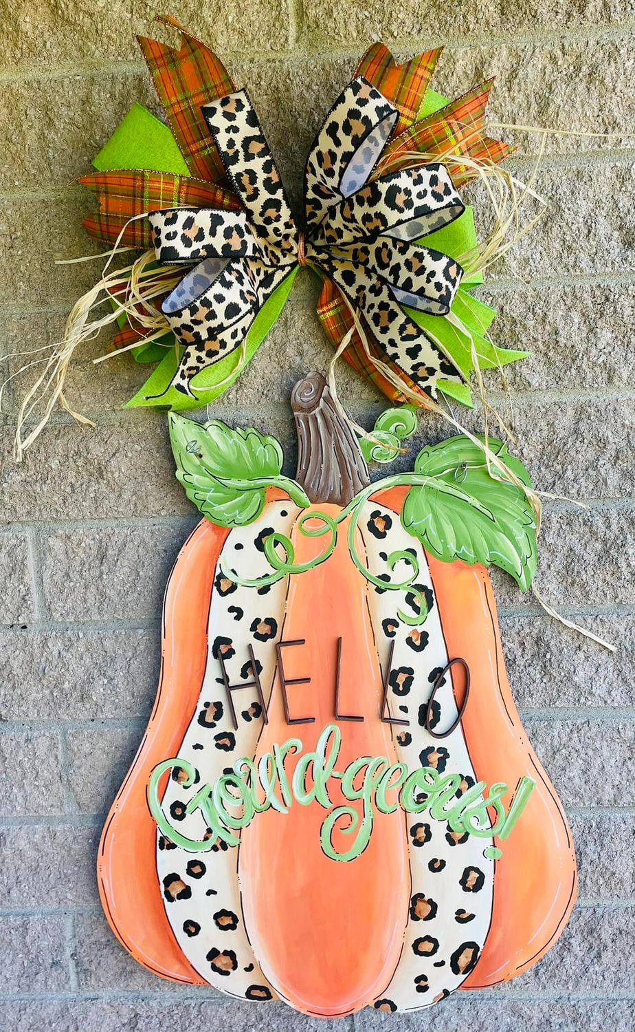Fall Hello Gourd-geous Pumpkin Door Hanger