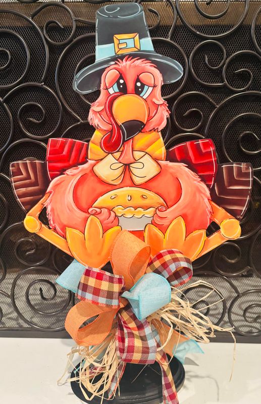 Thanksgiving  Flamingo Turkey Table Topper