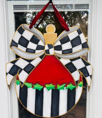 Christmas--Ornament with Bow Door Hanger
