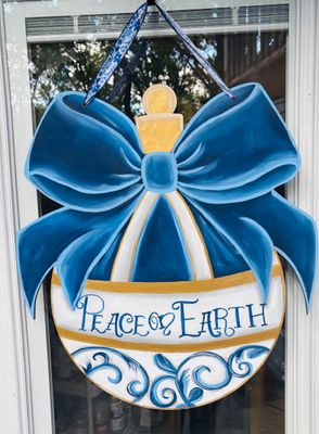 Christmas--Ornament with Bow Door Hanger