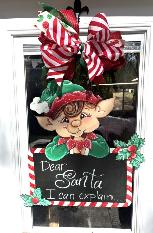 Christmas Elf with Sign Door Hanger