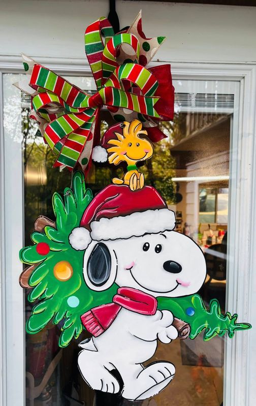 Christmas Snoopy with Tree Door Hanger