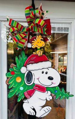 Christmas Snoopy with Tree Door Hanger