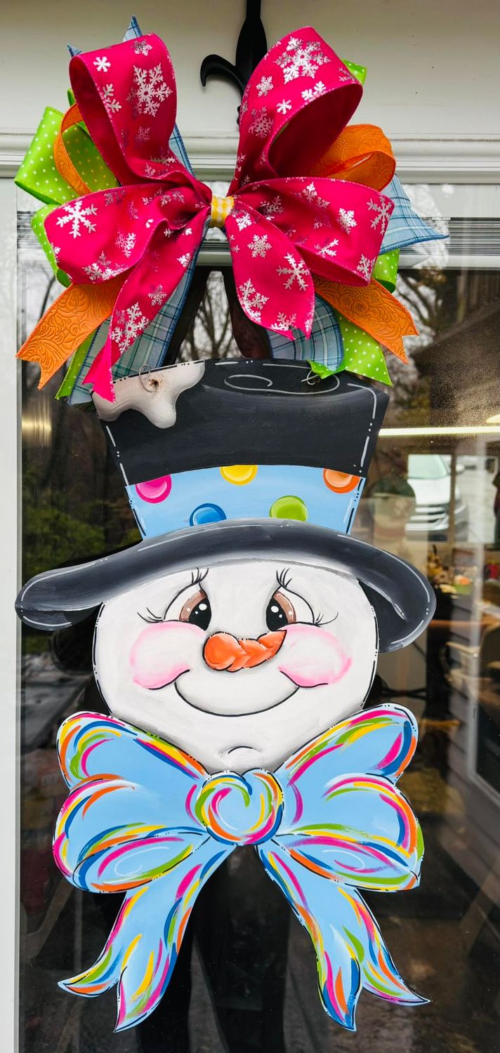 Christmas/Winter Snowman with Bow Door Hanger