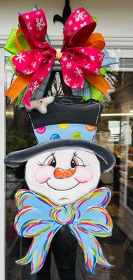 Christmas/Winter Snowman with Bow Door Hanger