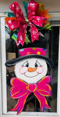 Christmas/Winter Snowman with Bow Door Hanger
