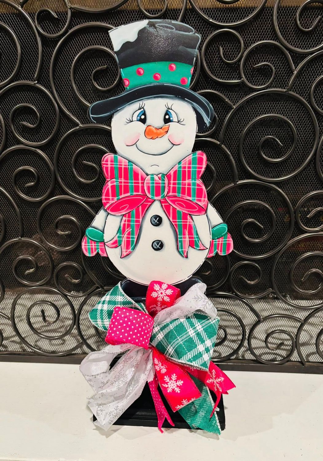 Winter Full Body Snowman with Bow Table Topper