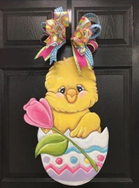 Easter Chickie in Egg with Tulip