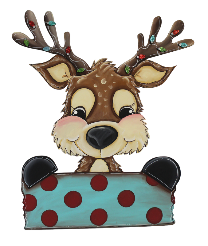 Christmas  Reindeer with Sign Insert/Sitter-Printed