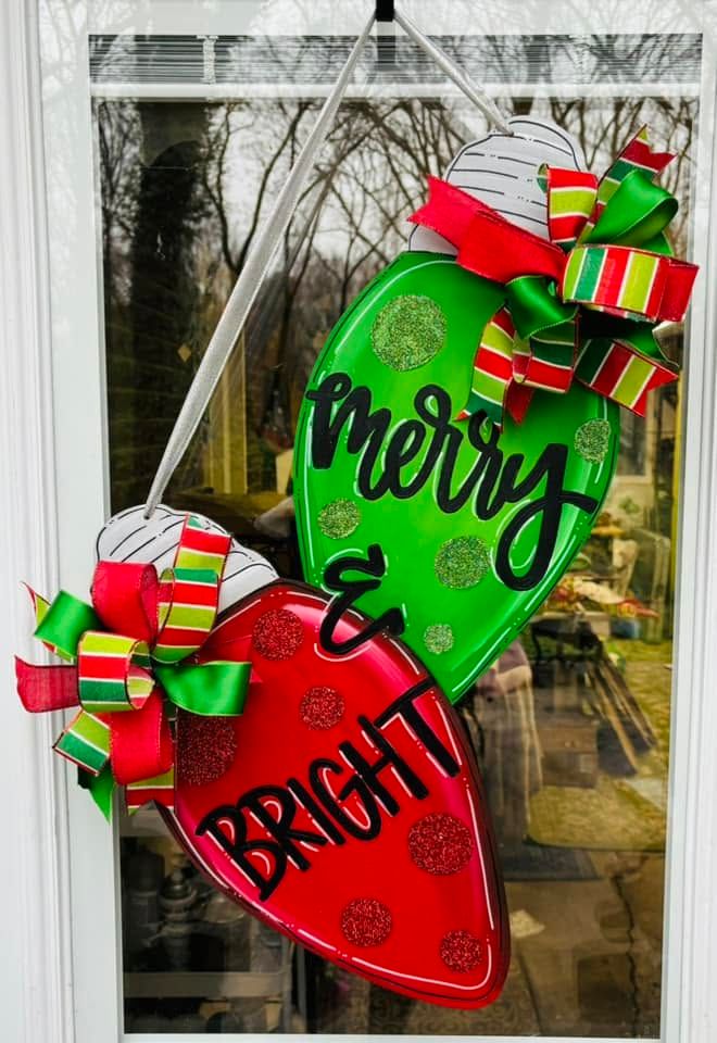 Christmas--Merry and Bright Lightbulb Door Hanger