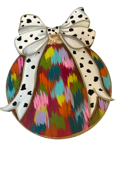 Christmas-Colorful Ornament with Bow Insert/Sitter-Printed