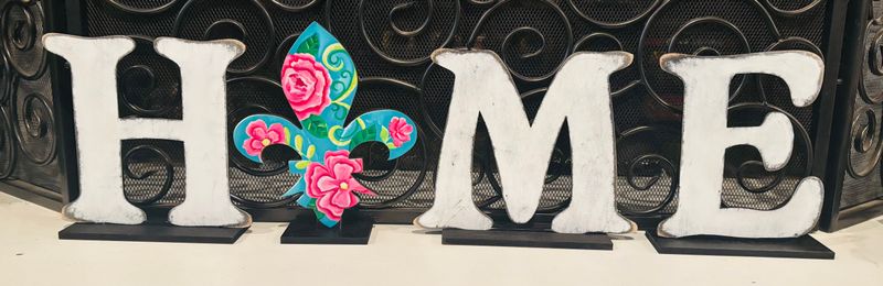 Spring/Summer Bright Floral Fleur De Lis Insert/Sitter-Printed