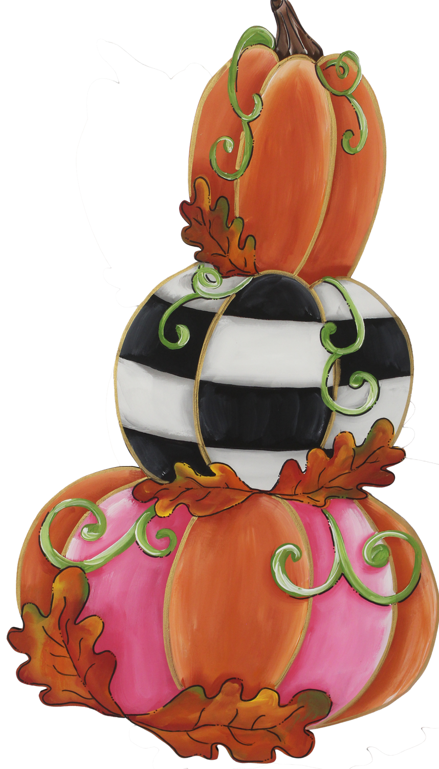 Fall Three Stacked Pumpkins with PINK Insert/Sitter-Printed