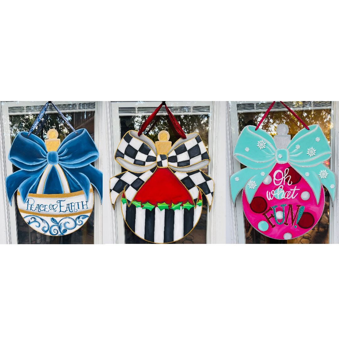 Christmas--Ornament with Bow Door Hanger