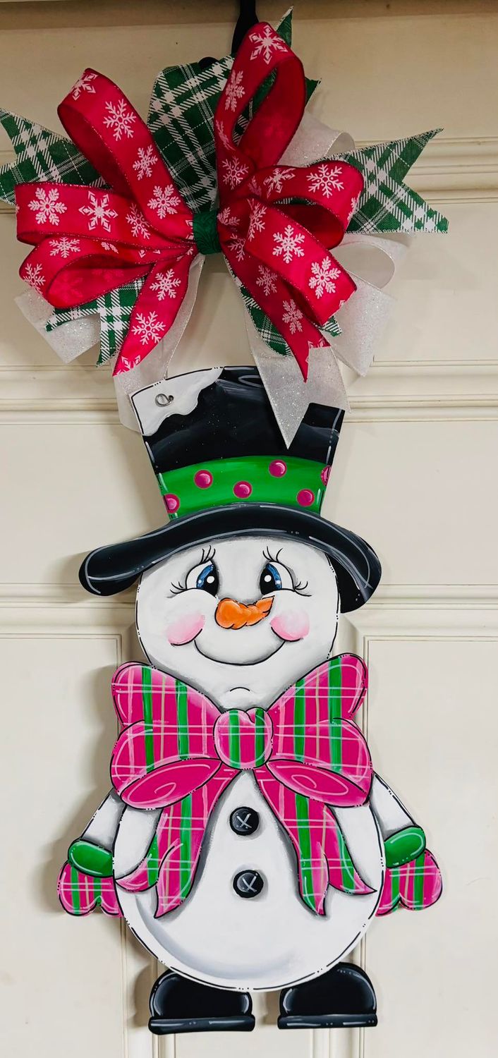 Christmas/Winter Full Body Snowman with Bow Door Hanger
