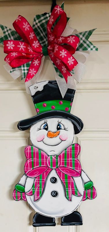Christmas/Winter Full Body Snowman with Bow Door Hanger