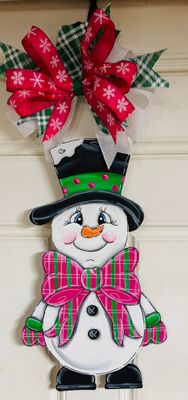 Christmas/Winter Full Body Snowman with Bow Door Hanger