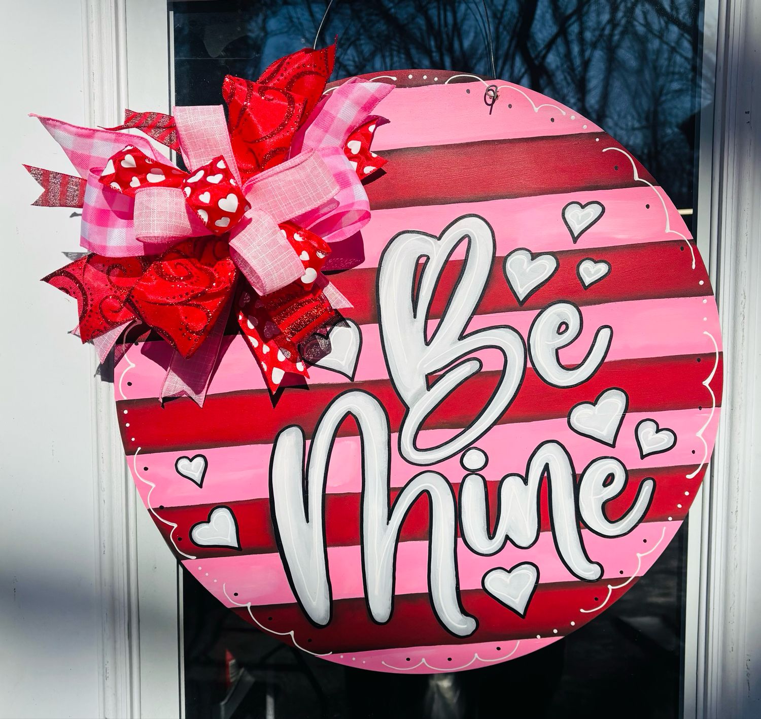Valentines Be Mine Slatted Circle Door Hanger