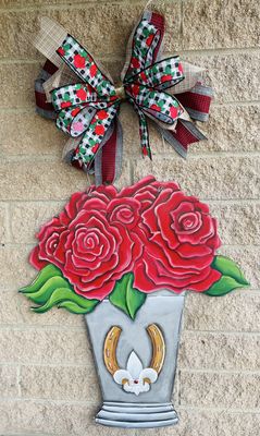 Derby Mint Julep With Roses Door Hanger