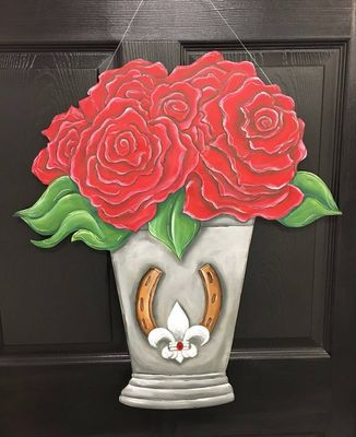 Derby Mint Julep With Roses Door Hanger