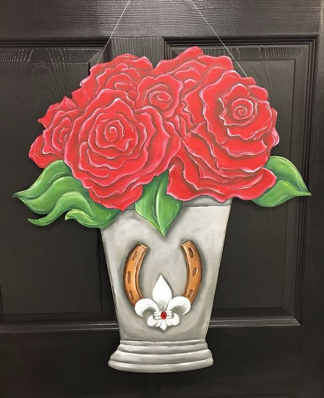 Derby Mint Julep With Roses Door Hanger