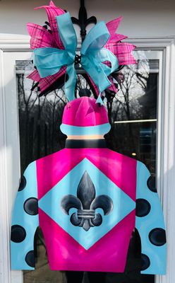 Derby Jockey Silk Pink/Blue/Black Door Hanger