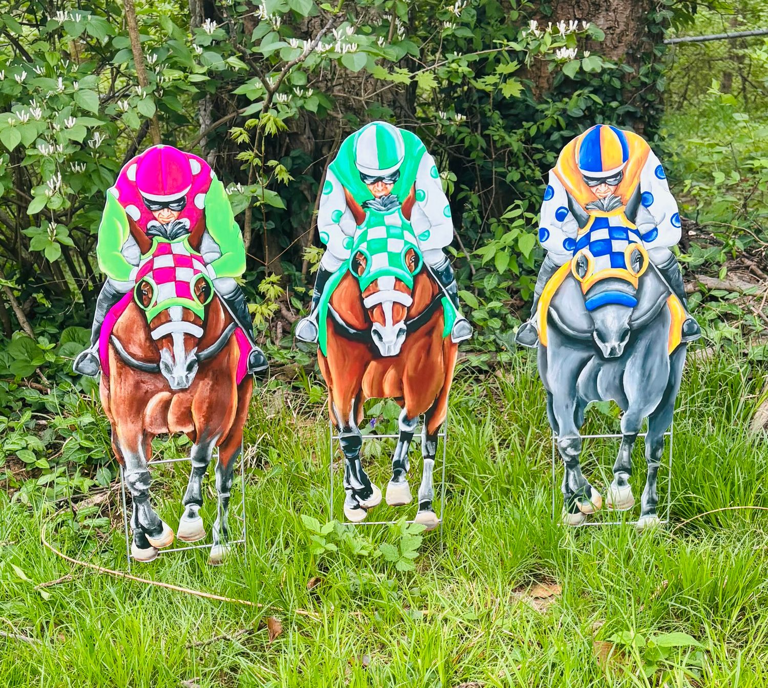 Derby Coroplast Items - 24" Horse and Jockey Yard Stakes