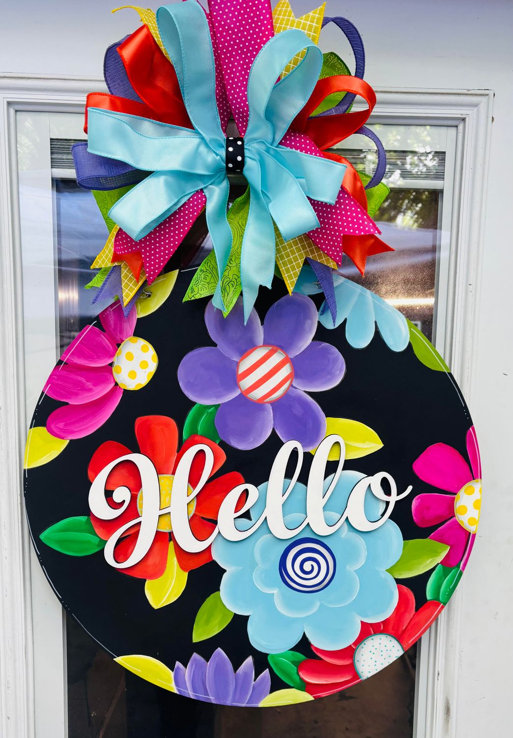 Everyday Floral Hello Circle Door Hanger