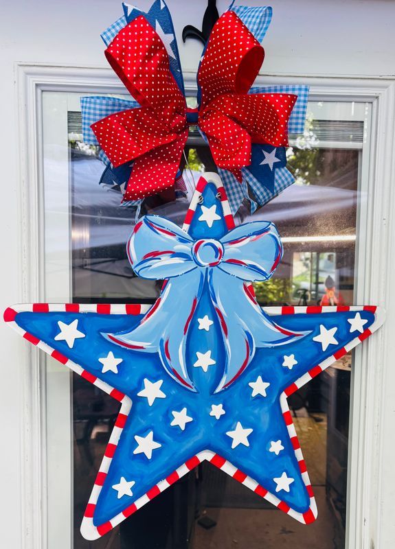 Patriotic/4th of July Star with Bow Door Hanger