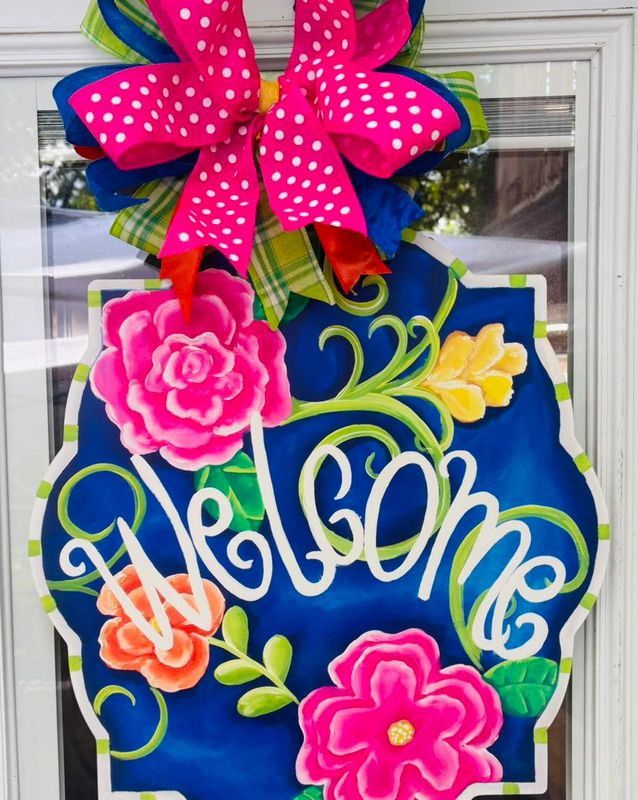 Spring/Summer Welcome Floral Door Hanger