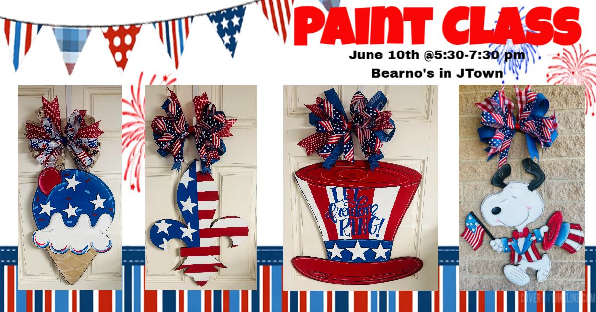 Paint Class-June 10th @5:30-7:30 pm @ Bearno's in JTown