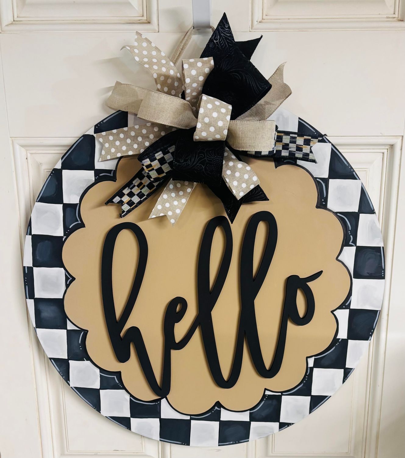 Everyday  Hello with Black and White Check Circle