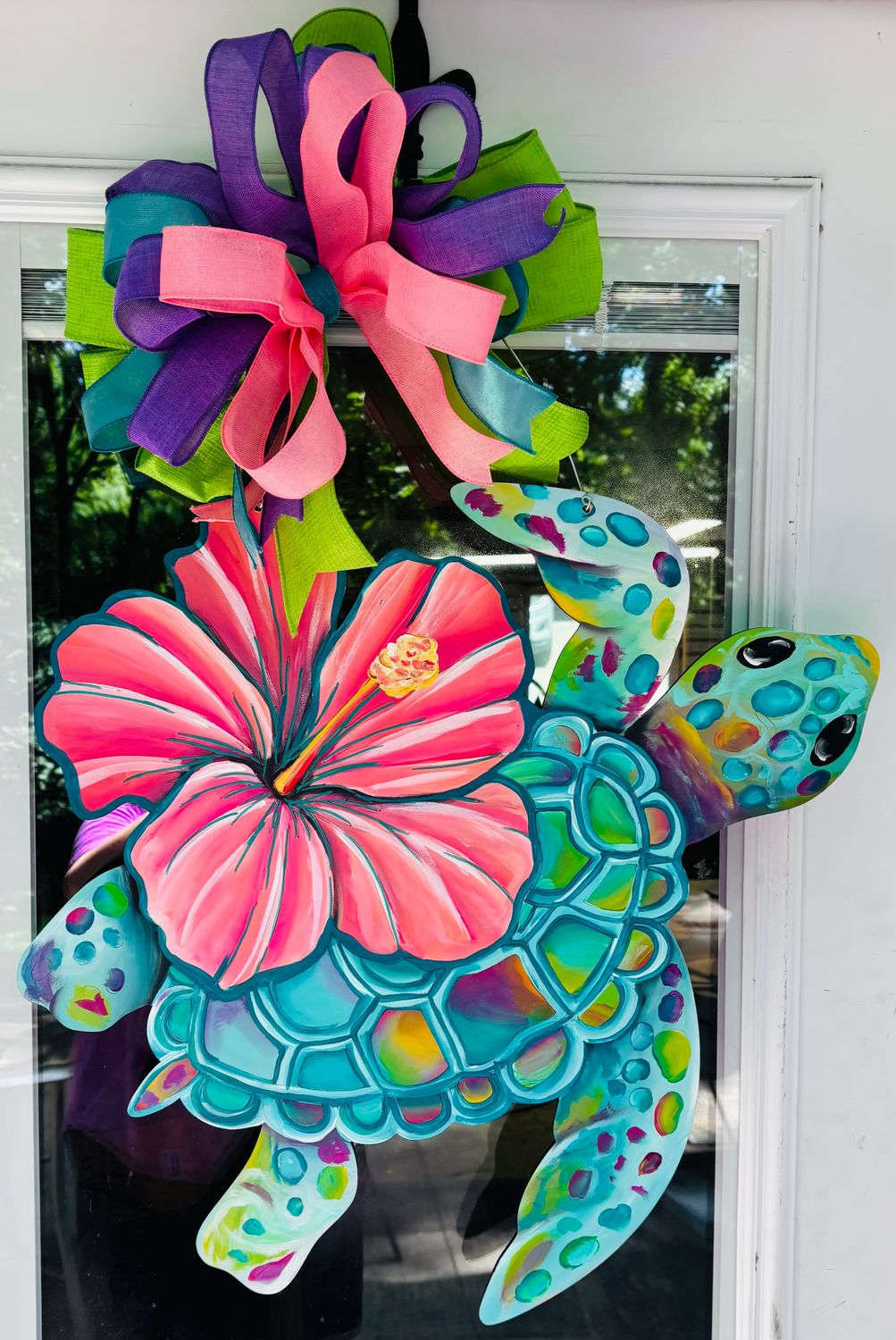 Spring/Summer Turtle with Hibiscus Door Hanger