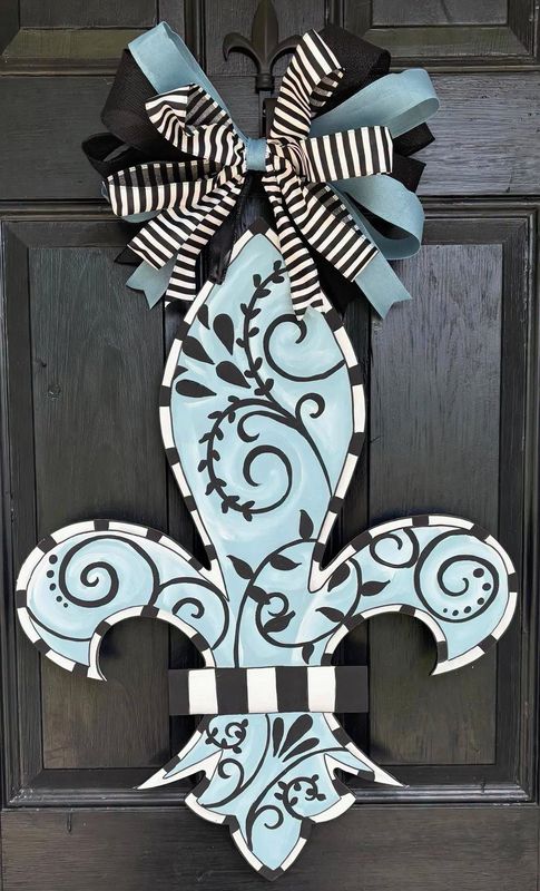 Everyday  Scroll Fleur De Lis Door Hanger