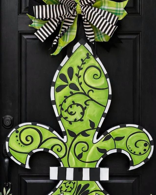 Everyday  Scroll Fleur De Lis Door Hanger