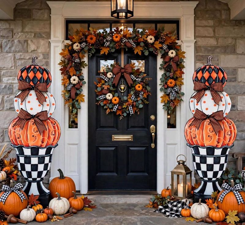 Fall Pumpkin Topiary Orange and Black