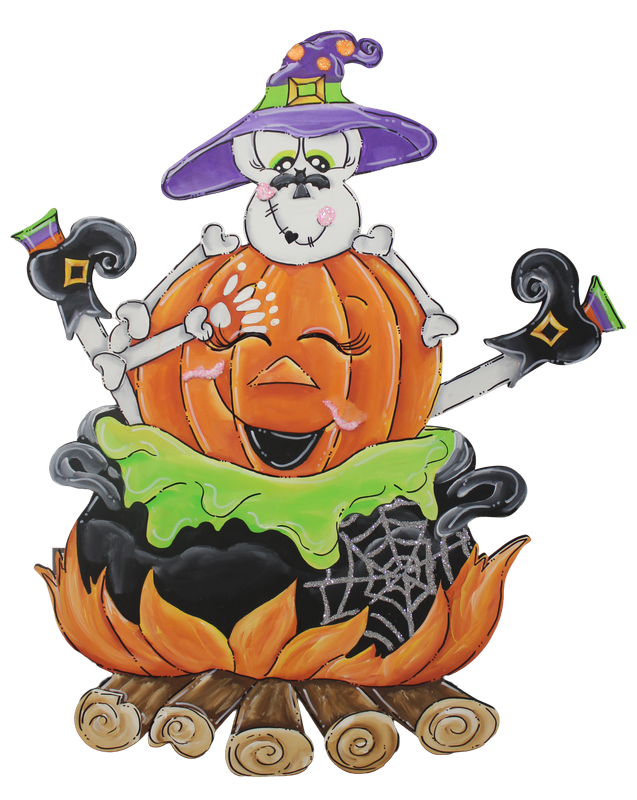 Halloween "Skelly Belly" Skeleton with Cauldron Insert/sitter