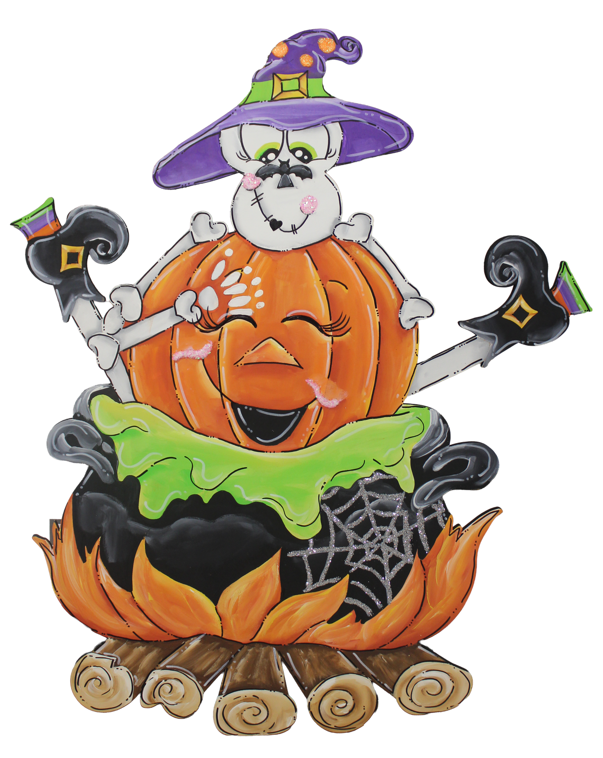 Halloween "Skelly Belly" Skeleton with Cauldron Table Topper