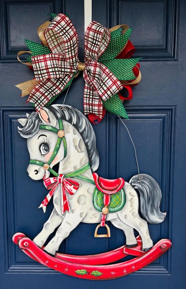 Christmas Rocking Horse Doorhanger