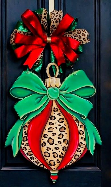 Christmas Cheetah Print Ornament With A Bow