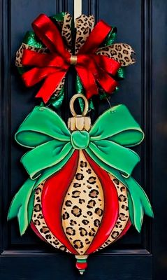 Christmas Cheetah Print Ornament With A Bow
