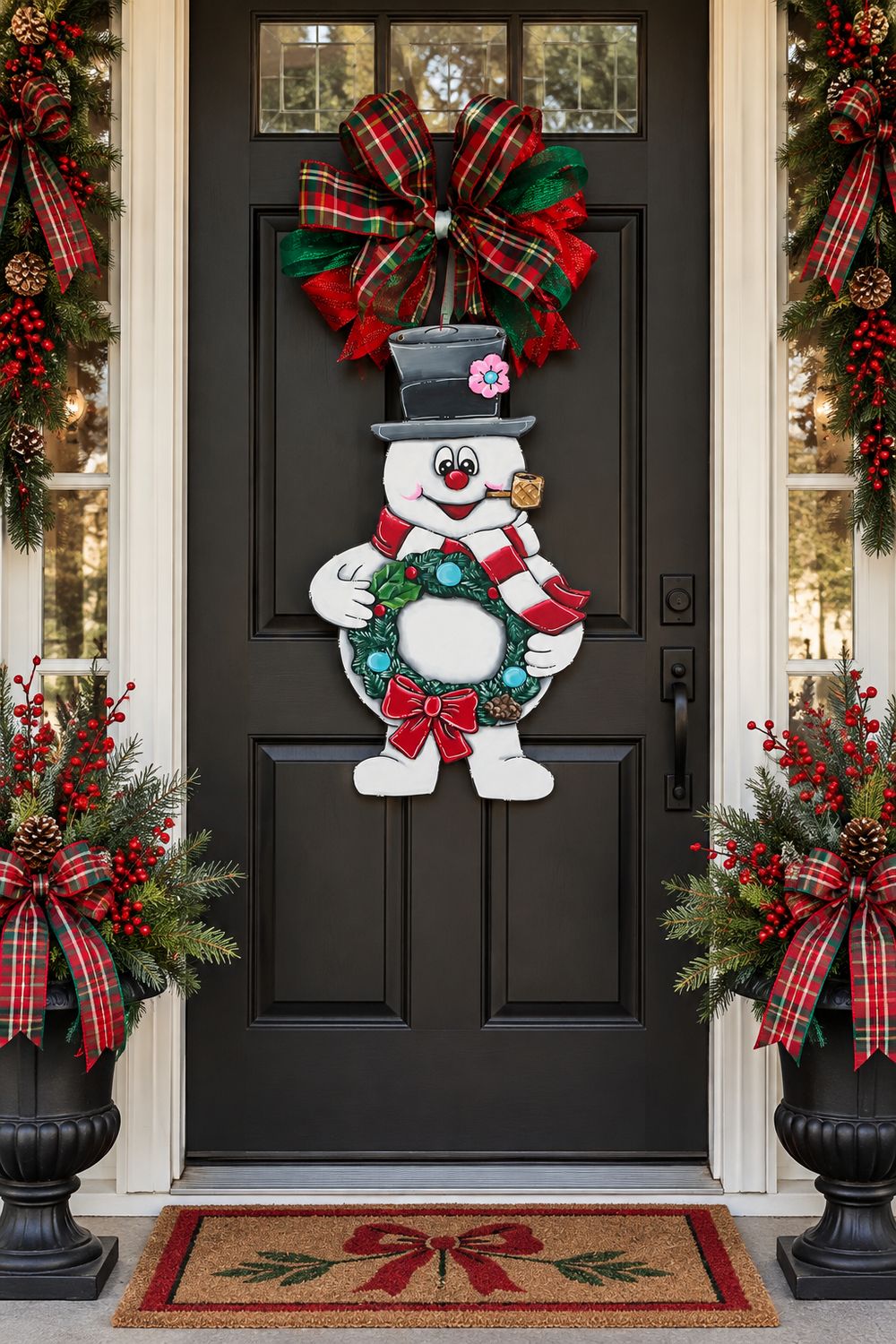 Christmas/Winter Frosty The Snowman with Wreath Door Hanger