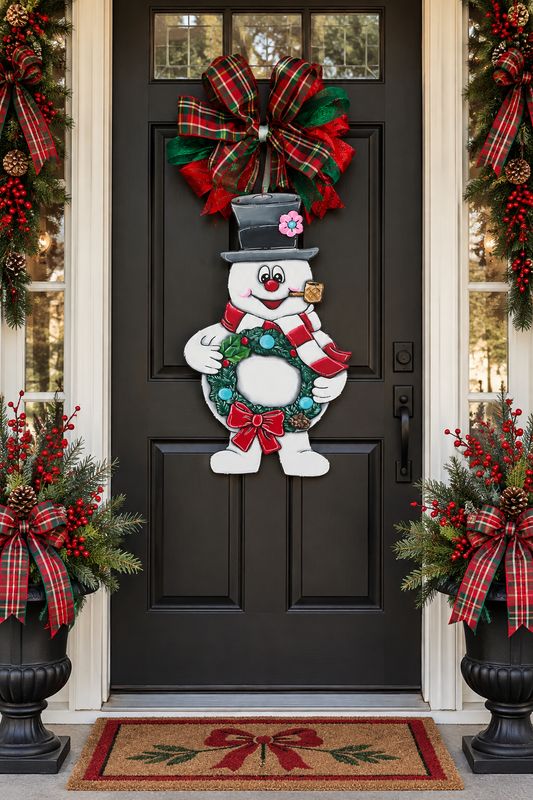Christmas/Winter Frosty The Snowman with Wreath Door Hanger