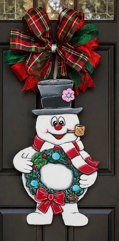 Christmas/Winter Frosty The Snowman with Wreath Door Hanger